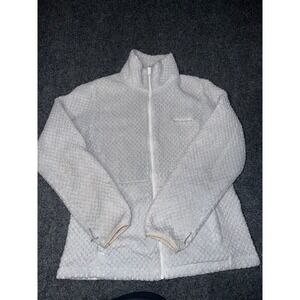 Columbia Interchange White Fleece Jacket Womens Small Full Zip Textured